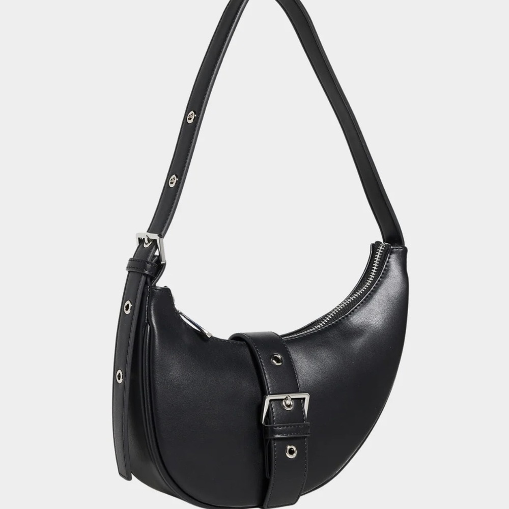 8 Other Reasons Black Shoulder Bag with Silver Accents